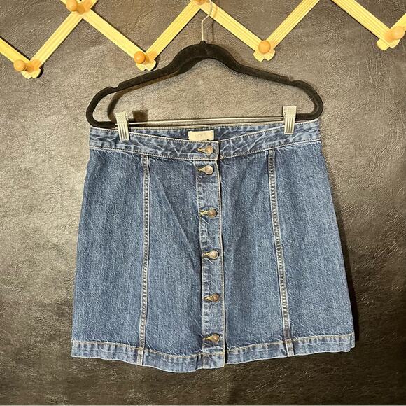 Loft‎ Button Front Denim Skirt Size 8 - Picture 1 of 6